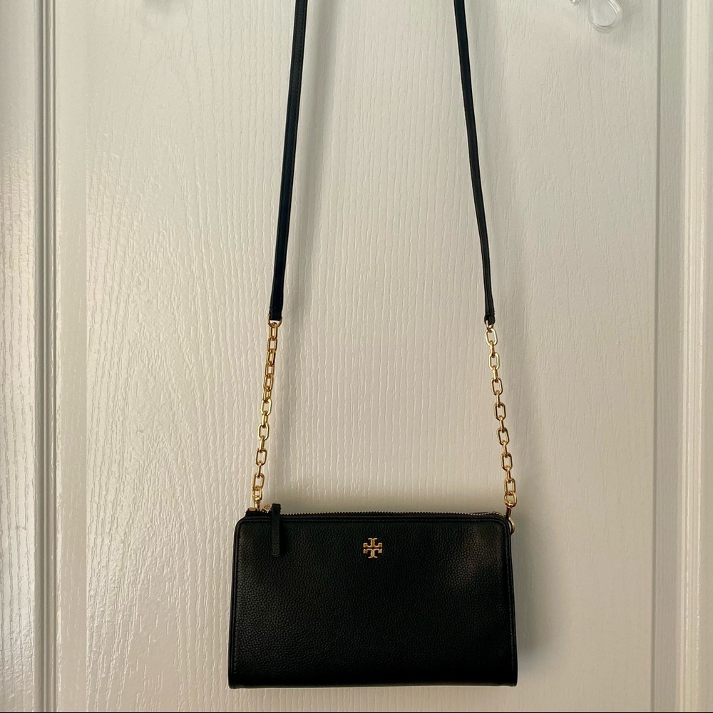 Tory Burch convertible crossbody in black with gold accent
